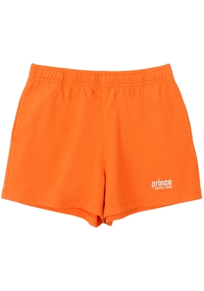 Sporty & Rich Prince-embroidery cotton track shorts - Orange