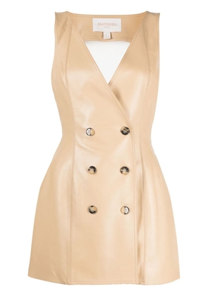Materiel backless faux-leather mini dress - Neutrals