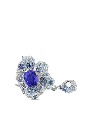 Anabela Chan 18k white gold vermeil Sapphire peony gemstone ring - Silver