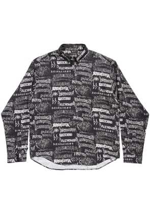Balenciaga logo-print long-sleeves shirt - Black
