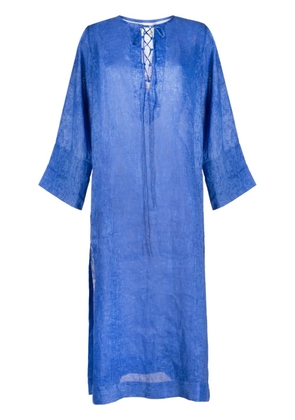 Bambah lace-front linen kaftan - Blue