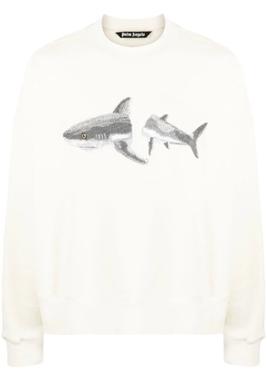 Palm Angels Shark-print crew-neck sweatshirt - Neutrals
