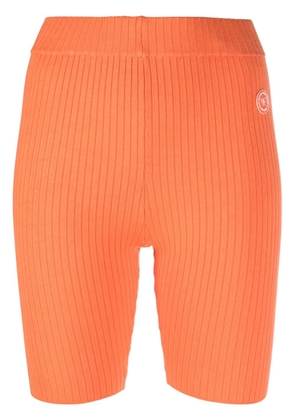 Sporty & Rich logo-patch ribbed-knit biker shorts - Orange