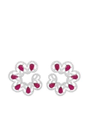 HYT Jewelry 18k white gold diamond and ruby earrings