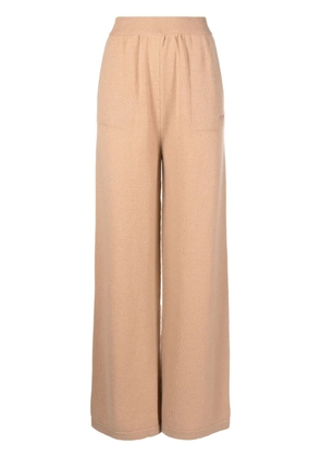 MSGM embroidered-logo knit trousers - Brown
