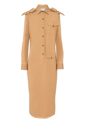 Prada triangle-logo cotton shirtdress - Neutrals