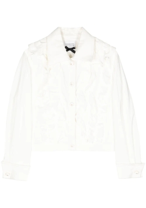 Edward Achour Paris ruffle-trim cotton shirt jacket - White