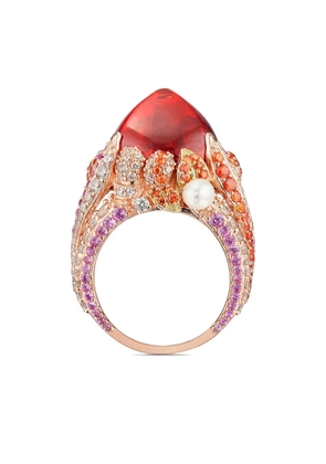 Anabela Chan 18kt rose gold vermeil Goldenberry Sugarloaf gemstone and pearl ring - Orange
