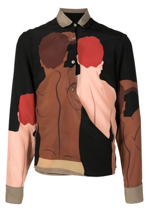 Amir Slama graphic-print silk shirt - Brown