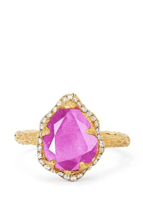 Logan Hollowell 14kt yellow gold Baby Queen Water Drop sapphire and diamond ring