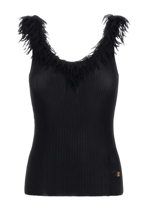 Roberto Cavalli ribbed trimmed tank top - Black