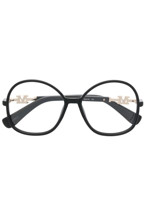 Max Mara Eyewear logo-lettering round-framed glasses - Black