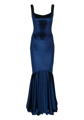Atu Body Couture sleeveless velvet mermaid gown - Blue
