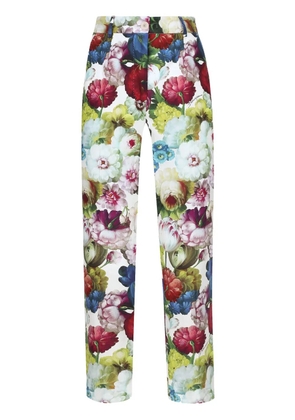 Dolce & Gabbana floral-print cropped trousers - White