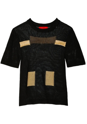 Eckhaus Latta Poster two-tone knitted T-shirt - Black