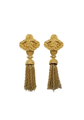 CHANEL Pre-Owned 1994 tassel CC clip-on earrings - Gold