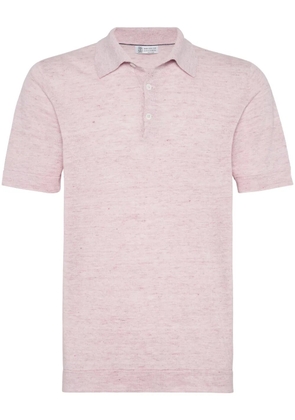 Brunello Cucinelli ribbed-collar slub-texture polo shirt - Pink