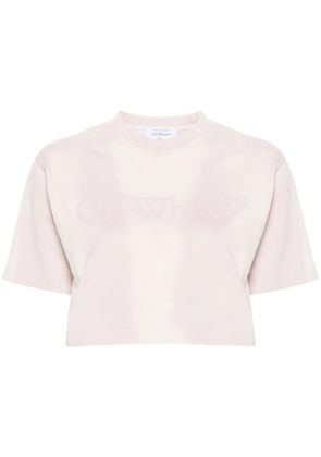 Off-White rubberised-logo cropped T-shirt - Pink