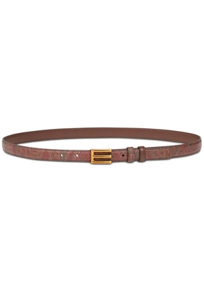 ETRO paisley-print reversible leather belt - Brown