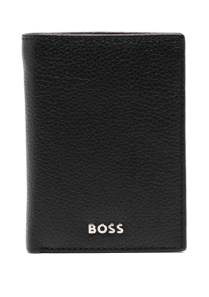 BOSS logo-plaque leather wallet - Black