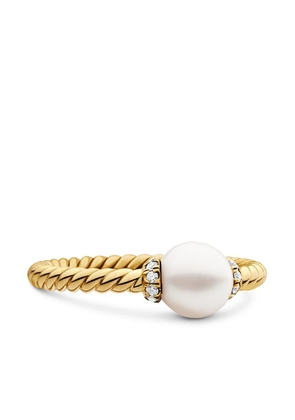 David Yurman 18kt yellow gold Petite Solari Station pearl and diamond ring (2.3mm)