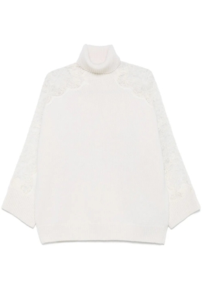Elie Saab lace-detail sweater - White