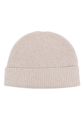 Sunspel cashmere ribbed beanie hat - Neutrals