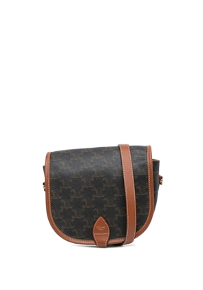 Celine Pre-Owned 2019 Medium Triomphe Coated Canvas Folco crossbody bag - Brown