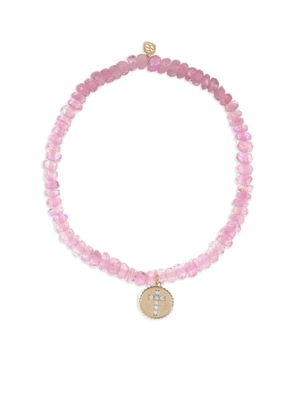 Sydney Evan 14K yellow gold Cross Coin sapphire and diamond bracelet