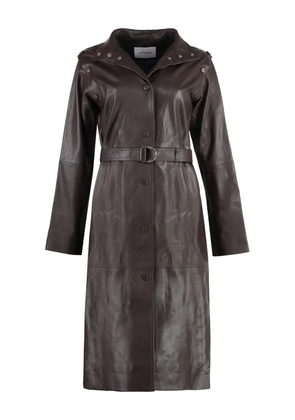 Yves Salomon leather coat - Brown