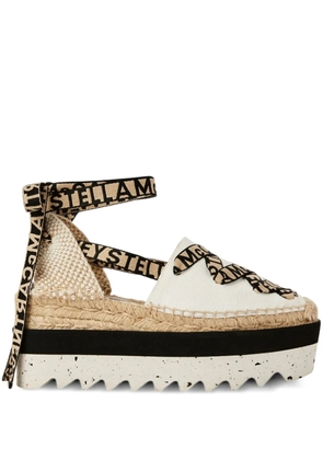 Stella McCartney logo ribbon platform espadrilles - White