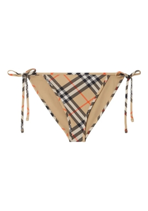 Burberry check side-tie bikini briefs - Neutrals