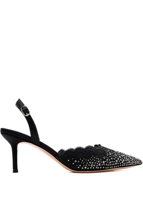 NICOLI 70mm Rimini lace embellished slingback pumps - Black