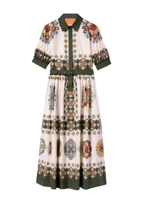 La DoubleJ placeé print puff-sleeve dress - Green