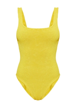 Hunza G square-neck crinkle swimsuit - Yellow