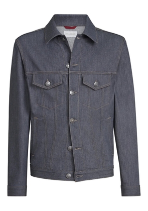 Brunello Cucinelli chest-pocket denim jacket - Grey