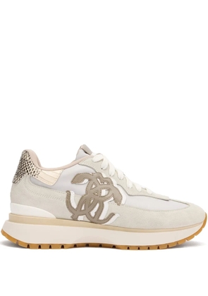 Roberto Cavalli leather-panelled sneakers - White
