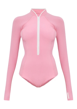 Hunza G Tyra long-sleeved zip-up swimsuit - Pink