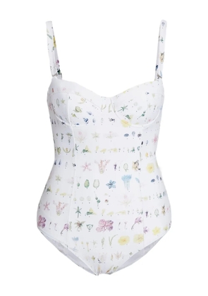 ERDEM floral-print swimsuit - White