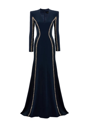 Jenny Packham embellished long-sleeve maxi dress - Blue