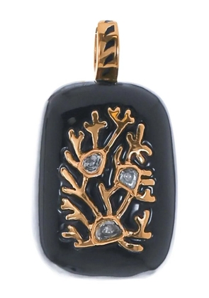 Dezso 18K rose gold Petite Polki onyx and diamond charm - Pink