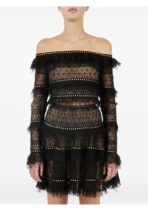Elie Saab off-shoulder lace top - Black