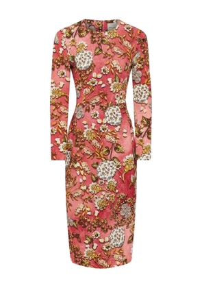 Mary Katrantzou Naomi floral-print long-sleeve midi dress - Pink