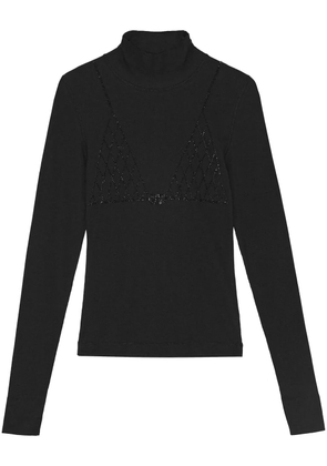 GANNI roll-neck top - Black