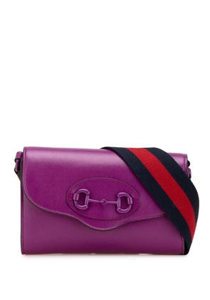 Gucci Pre-Owned 2016-2024 Mini Leather Horsebit 1955 Web crossbody bag - Purple