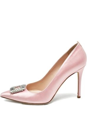 SJP by Sarah Jessica Parker Pre-Owned 105mm crystal-buckle satin pumps - Pink