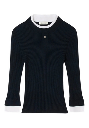 SANDRO long-sleeve ribbed T-shirt - Blue