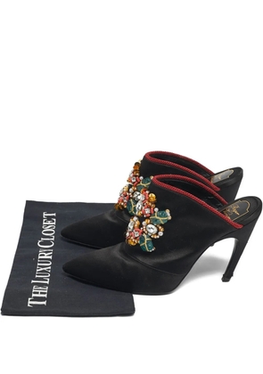 Roger Vivier Vintage crystal-embellished mules - Black