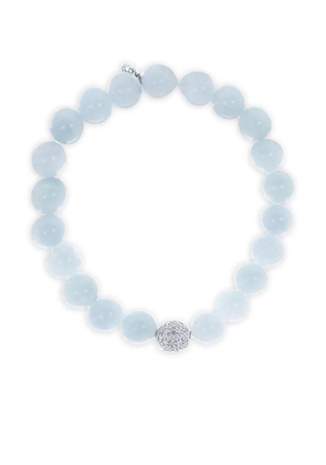 Sydney Evan 14K white gold diamond and aquamarine bracelet - Silver