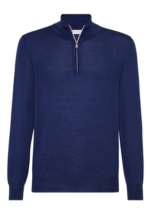 Brunello Cucinelli high-neck zip-up sweater - Blue
